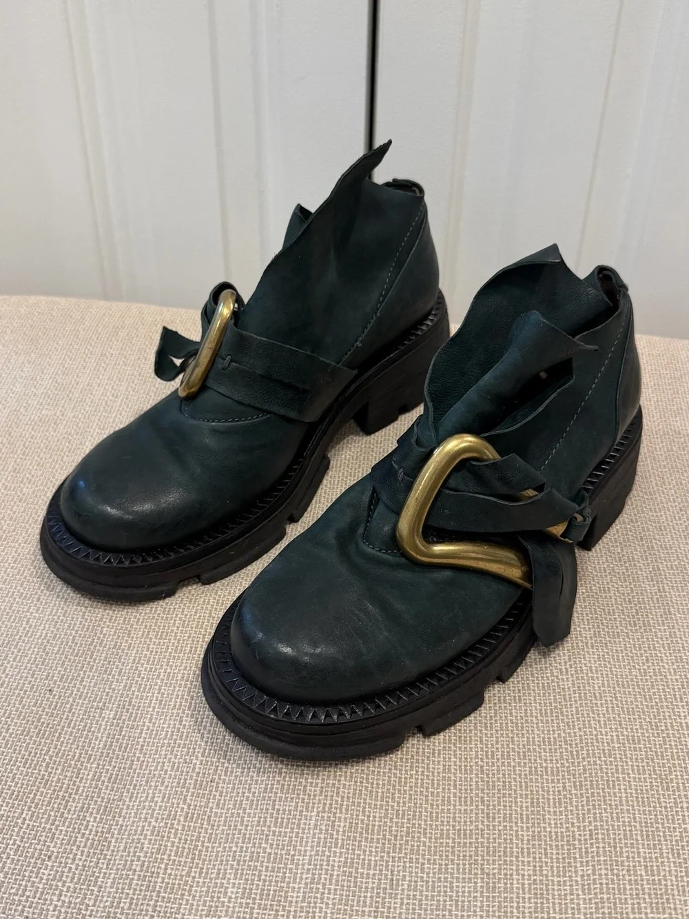 A.S. 98 Laken Womens Green Leather Slip On Casual Dress Boots Size 38 US 7.5